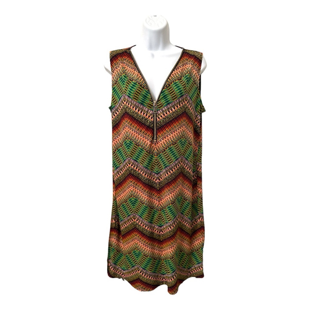 Chelsea & Theodore Sleeveless Dress sz Medium Green Pink Black Red